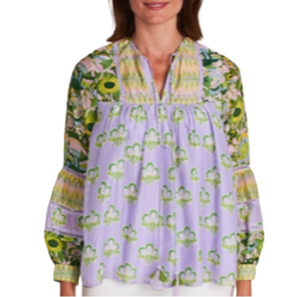 CK Bradley Floral Patterned Oopsy Blouse in Purple and Green New - Picture 1 of 2